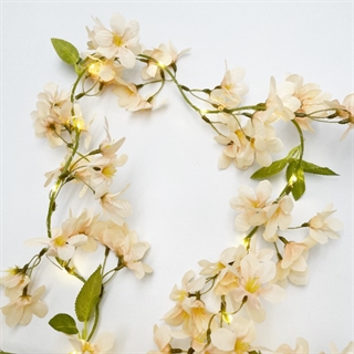 LED lyskæde med vinterjasmin og blade - 1,8 m 20 lys - Champagnefarve